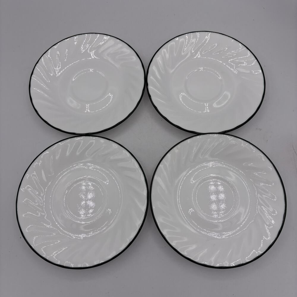 Vintage Corelle Corning Saucer Plates Callaway Ivy Swirl Rim 6.25" Set of 4 USA